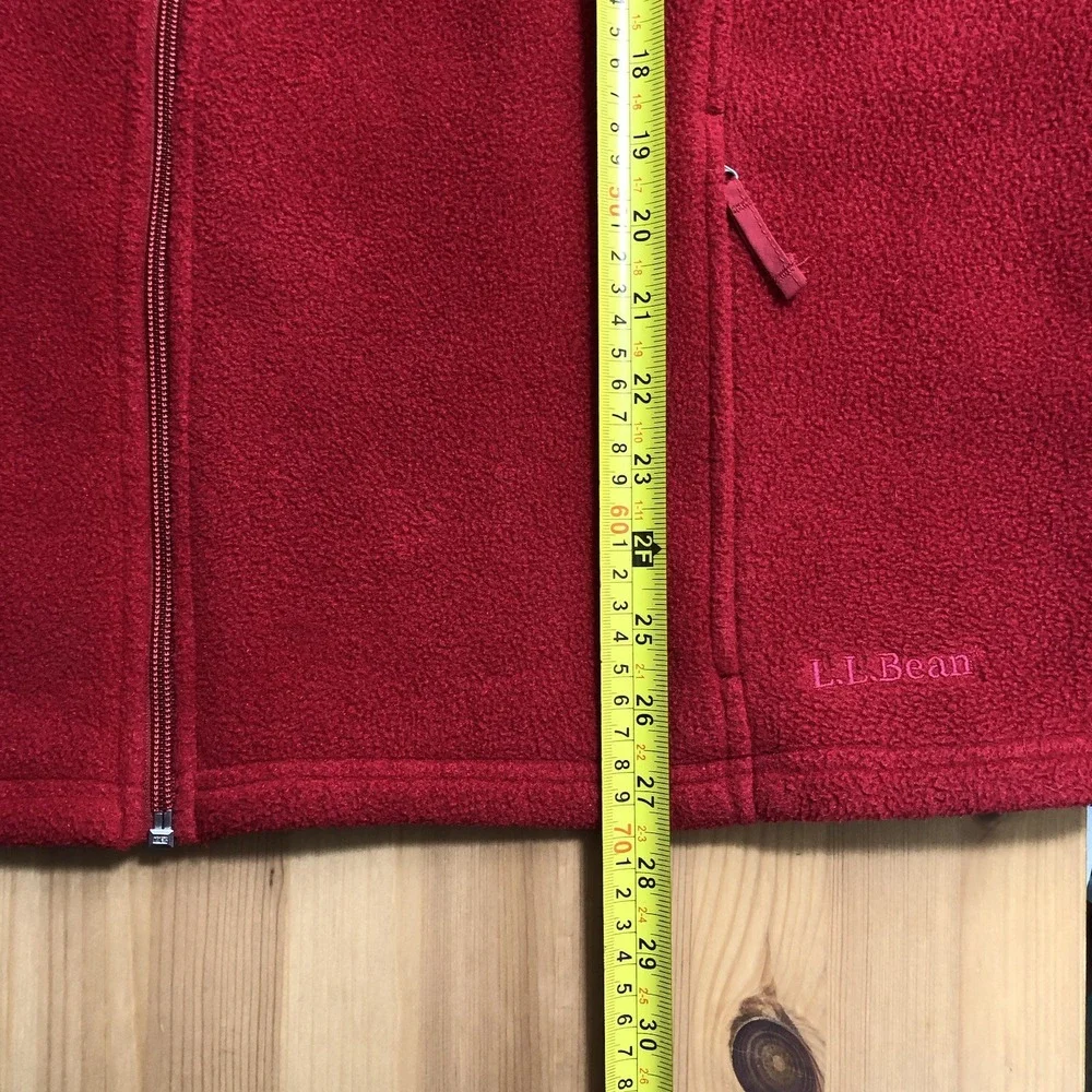 L.L. Bean Polartec Full Zip Fleece Vest Mens Sz L Red Pockets Comfortable